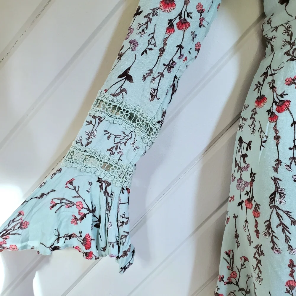 Altar'D STATE Mint Floral Chiffon Dress - Picture 4 of 10